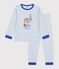 Children's stripy cotton pyjamas blue/white