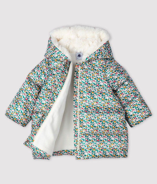 Baby girl's quilted puffer jacket white/multicolor