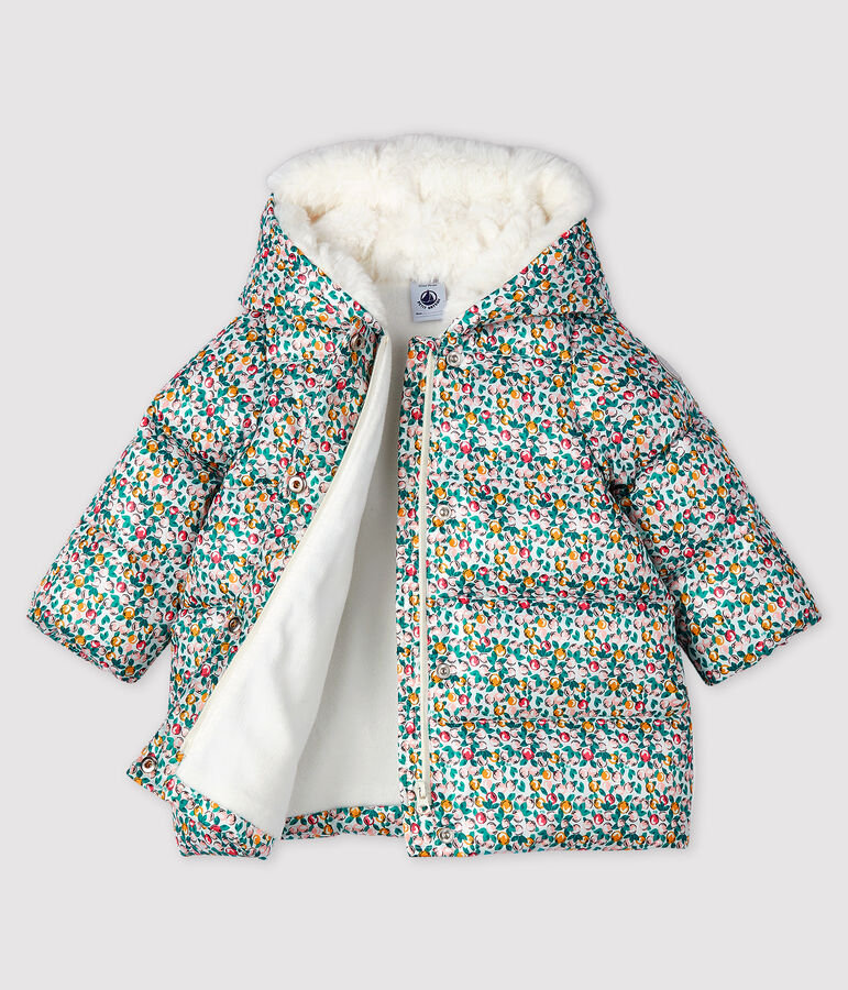 Baby girl's quilted puffer jacket white/multicolor