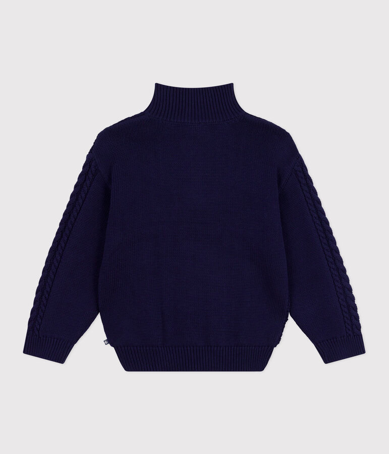Children's plain cotton shawl-neck jumper SOIR blue