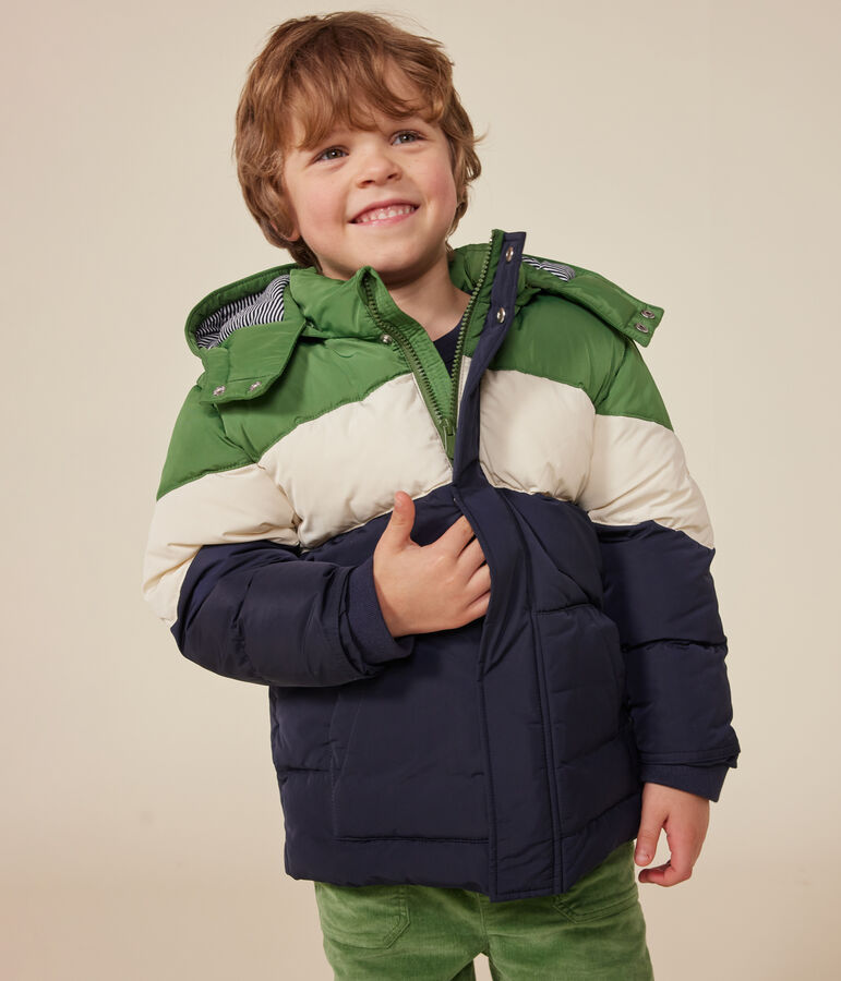 Boys' puffer jacket blue/multicolor