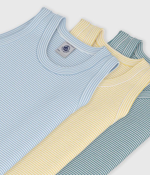 Pack of children's stripy cotton tank tops multicolor