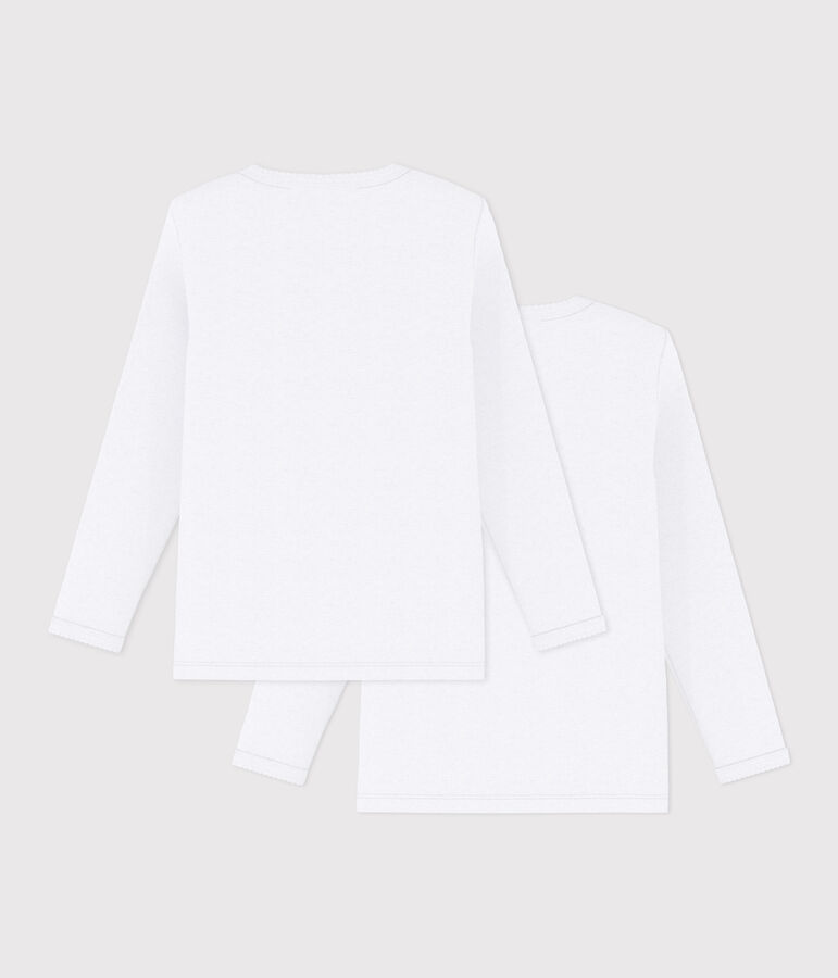 Girls' Long-sleeved White T-Shirts - 2-Pack multicolor