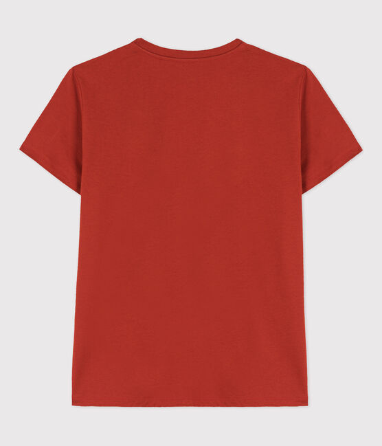 Women's Straight V-Neck Cotton T-Shirt HARISSA red