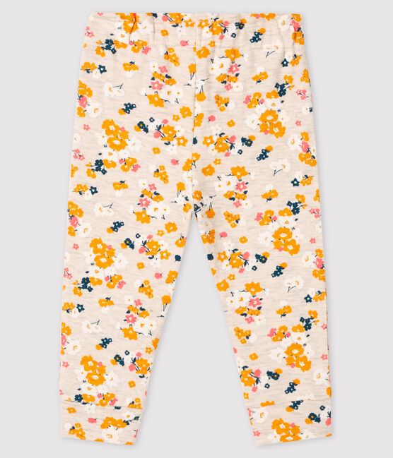 Baby girl's tubular knit trousers MONTELIMAR beige/MULTICO white