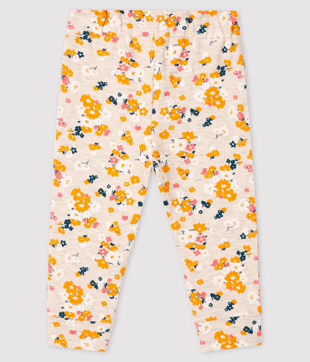 Baby girl's tubular knit trousers beige/multicolor
