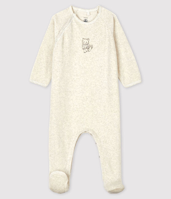 Babies' Velour Cat Sleepsuit MONTELIMAR CHINE beige