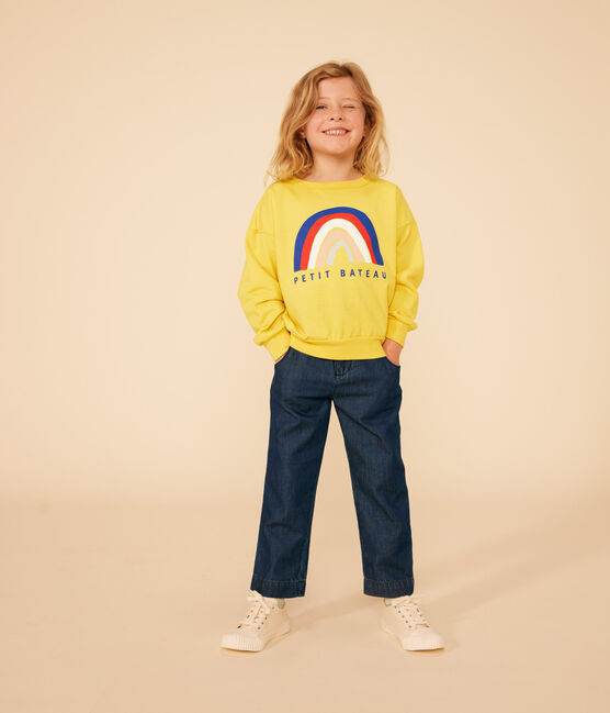  Girls' Lightweight Fleece Sweatshirt NECTAR yellow
