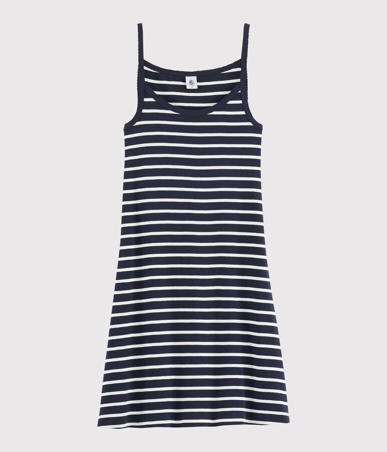 Women's striped babydoll nightdress SMOKING blue/MARSHMALLOW white