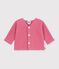 Cardigan b&eacute;b&eacute; tricot point mousse en coton uni pink