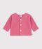 Baby cardigan knitted in garter stitch in plain cotton pink