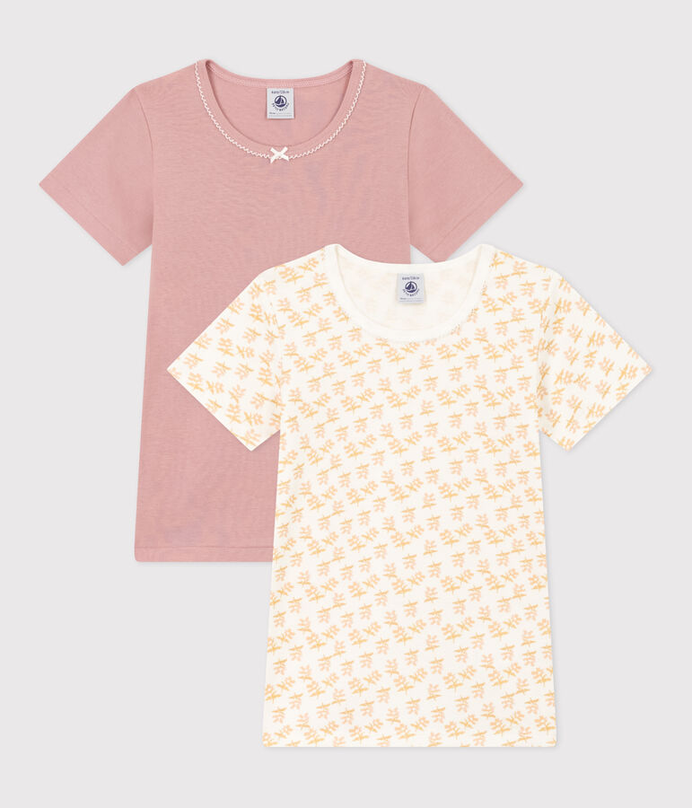 Girls' Flower Short-Sleeved Cotton T-Shirts - 2-Pack multicolor