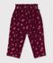 Babies' corduroy trousers printed with flowers red/multicolor