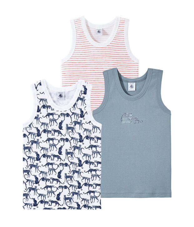 Set of 3 boys' tank tops white