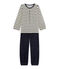 Girl's terry velour pyjamas COQUILLE beige/SMOKING blue