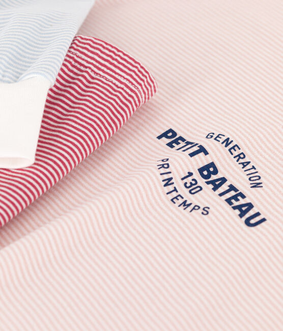 Women's Pinstriped Tricolour Cotton Pyjamas MARSHMALLOW white/MULTICO white