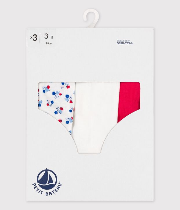 Girls' High-Waisted Cotton Briefs - 3-Pack multicolor