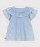 Children's plain short-sleeved cotton blouse blue