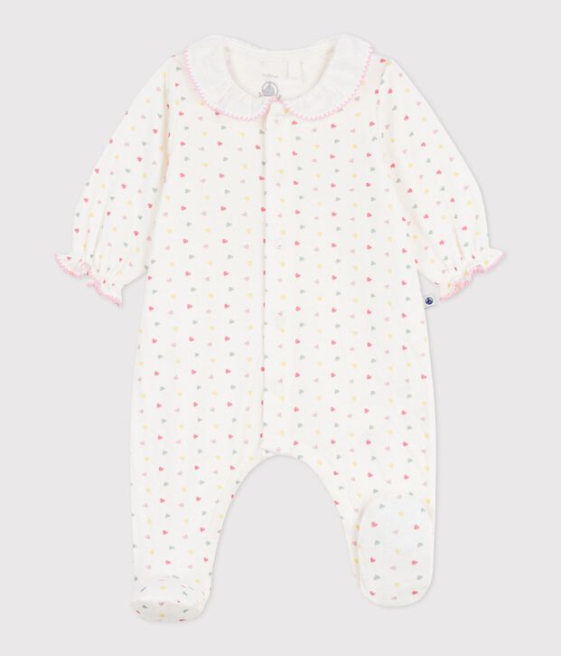 Babies' floral tube knit pyjama suit white/multicolor