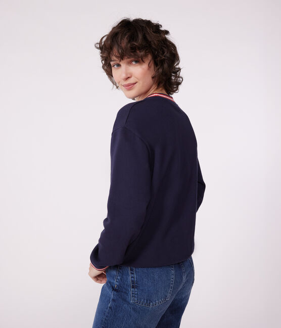 Women's plain cotton sweatshirt SMOKING blue