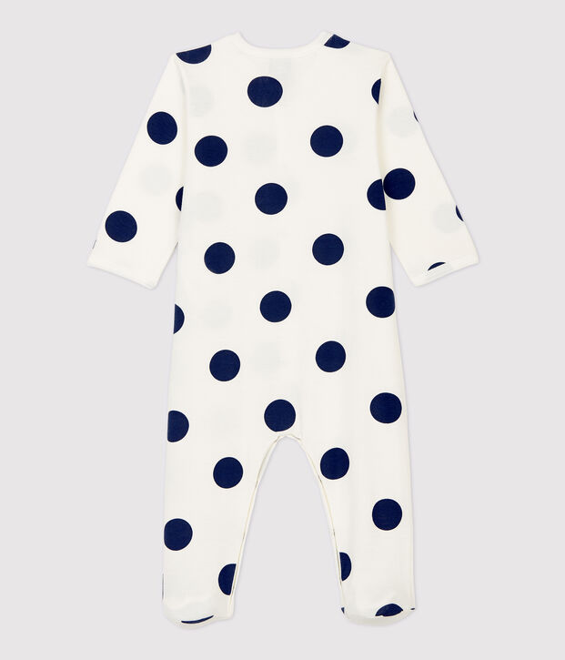 Babies' Spotted Organic Cotton Sleepsuit white/blue