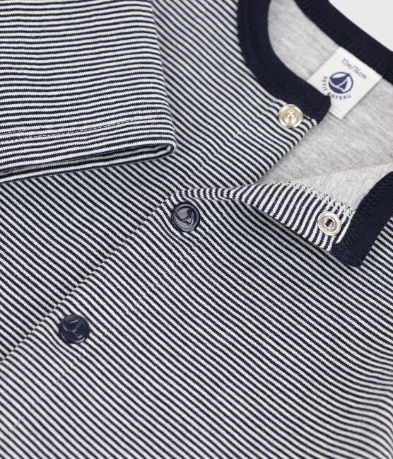 Babies' Pinstriped Thick Jersey Cardigan SMOKING blue/MARSHMALLOW white