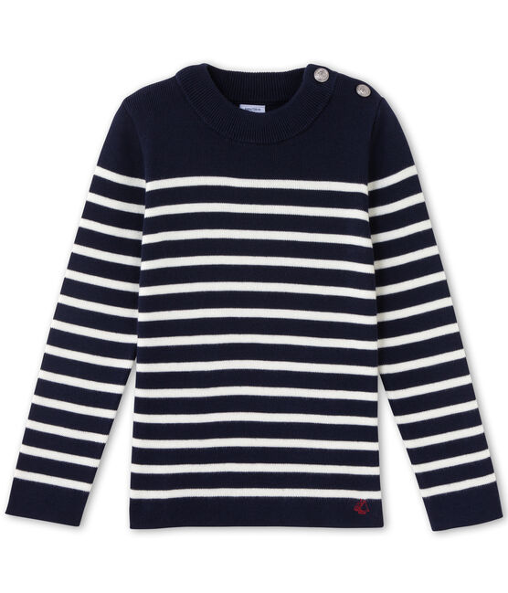 Boy's breton jumper SMOKING blue/LAIT white