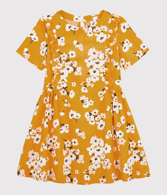 Girls' Short-Sleeved Dress BOUDOR yellow/MULTICO