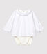 Baby Girls' Long-Sleeved Organic Cotton Twill Bodysuit with Collar