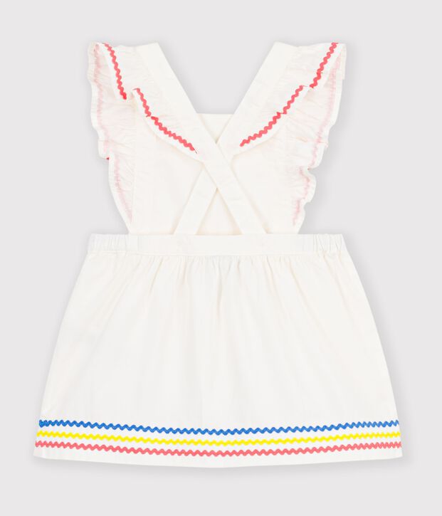 Babies' plain cotton dungarees white