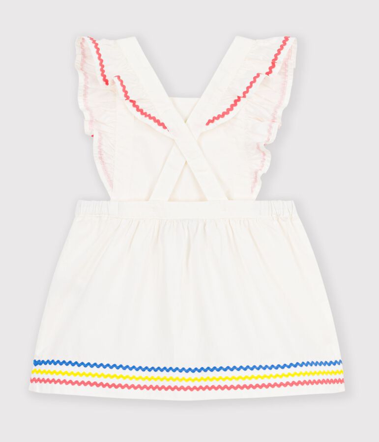 Babies' plain cotton dungarees white