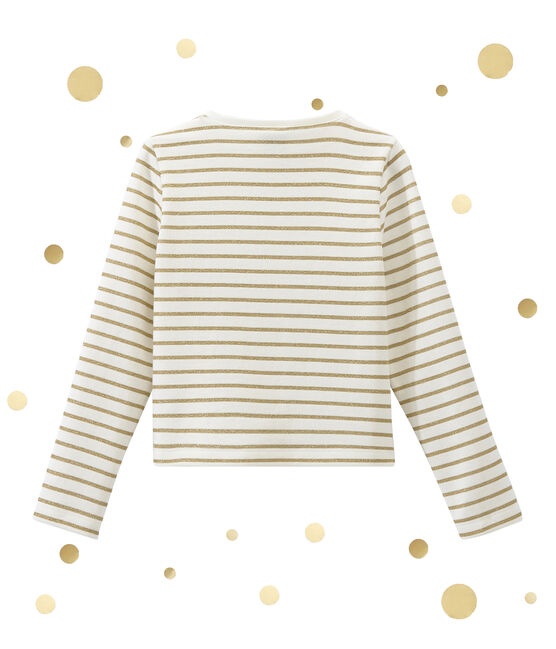 Girl's dual fabric cardigan MARSHMALLOW white/DORE yellow