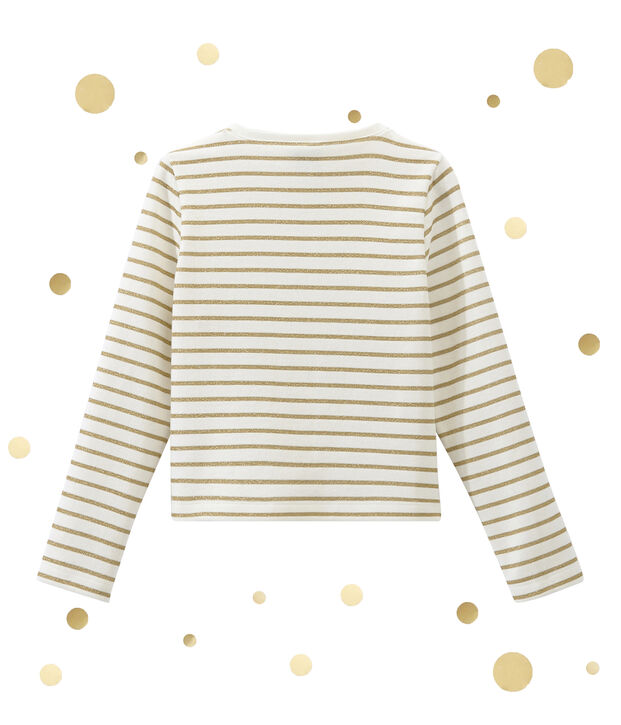 Girl's dual fabric cardigan white/yellow