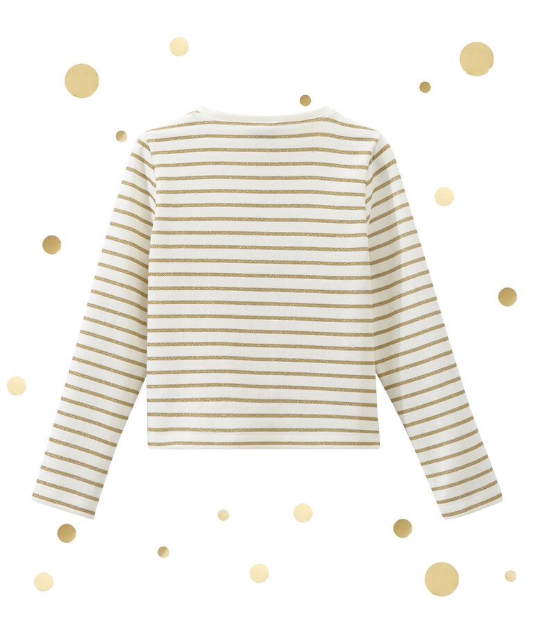 Girl's dual fabric cardigan white/yellow