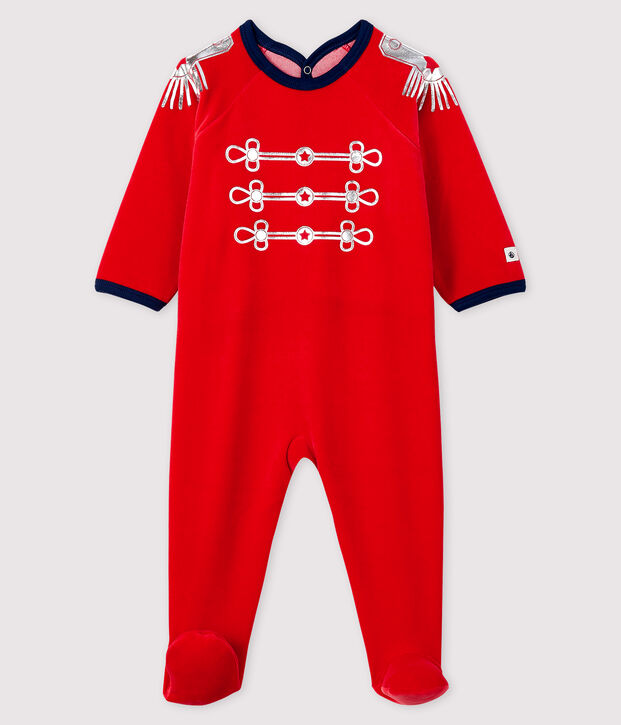 Babies' Velour Sleepsuit red