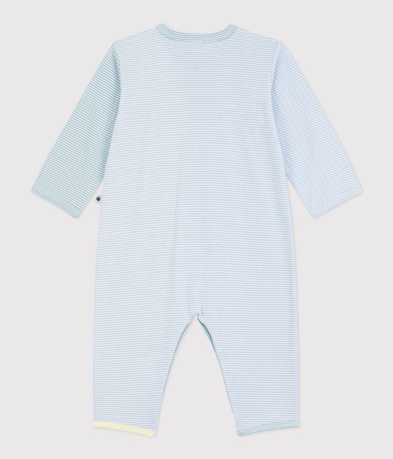 Babies' cotton footless pyjama suit with printed stripes MIMI /MARSHMALLOW