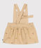 Babies' corduroy dress embroidered with flowers CAJOU beige/MULTICO