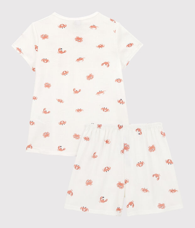 Girls' Crab Themed Cotton Short Pyjamas white/multicolor