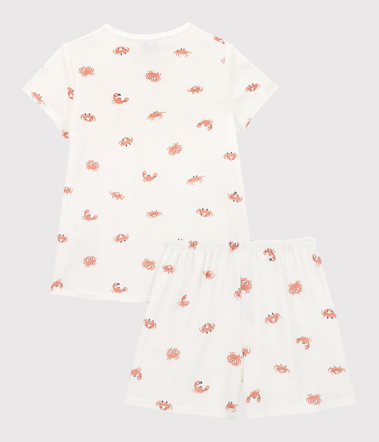 Girls' Crab Themed Cotton Short Pyjamas white/multicolor
