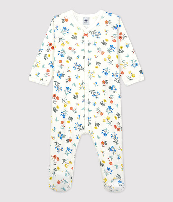 Babies' Floral Print Cotton Sleepsuit MARSHMALLOW white/MULTICO white