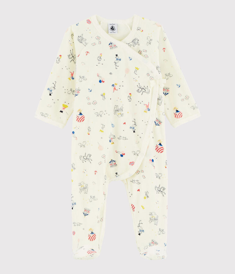 Baby Girls' Print Velour Sleepsuit white/multicolor