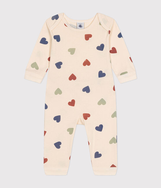 Babies' Footless Cotton Heart Pyjamas AVALANCHE white/MULTICO