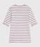 Women's short-sleeved stripy cotton T-shirt white/red