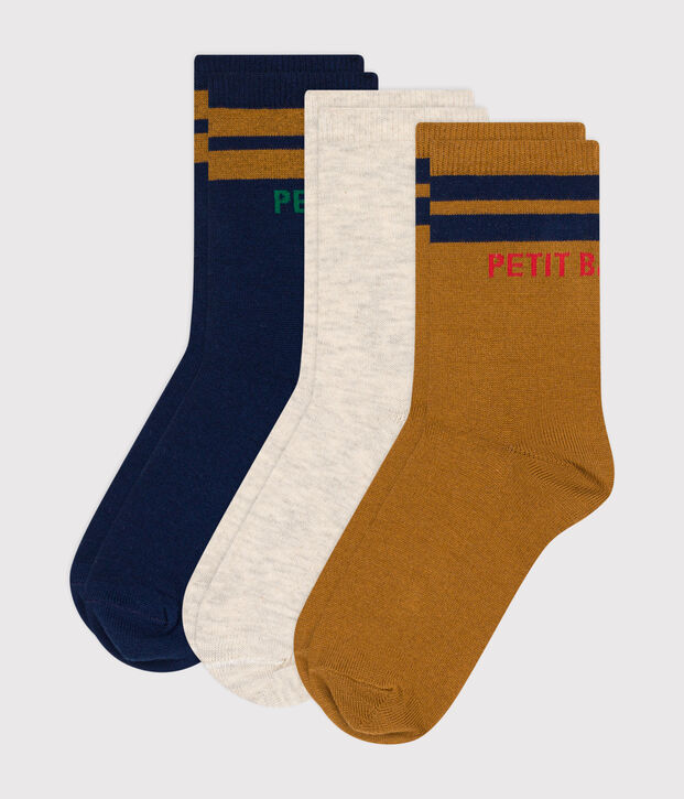Children's plain cotton socks - 3-pack multicolor