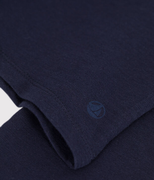 Women's Straight long-sleeved scoop neck T-shirt in slub jersey blue