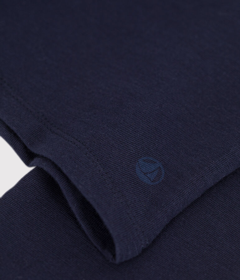 Women's Straight long-sleeved scoop neck T-shirt in slub jersey blue