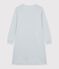 Women's nightdress in stripy cotton with a grandad neckline grey/white