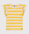 Girls' Stripy Slub Jersey T-shirt NECTAR yellow/AVALANCHE