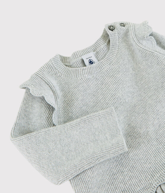 Baby girl's cotton and wool dress BELUGA CHINE grey