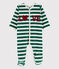 Babies' Velour Sleepsuit EVERGREEN /MARSHMALLOW